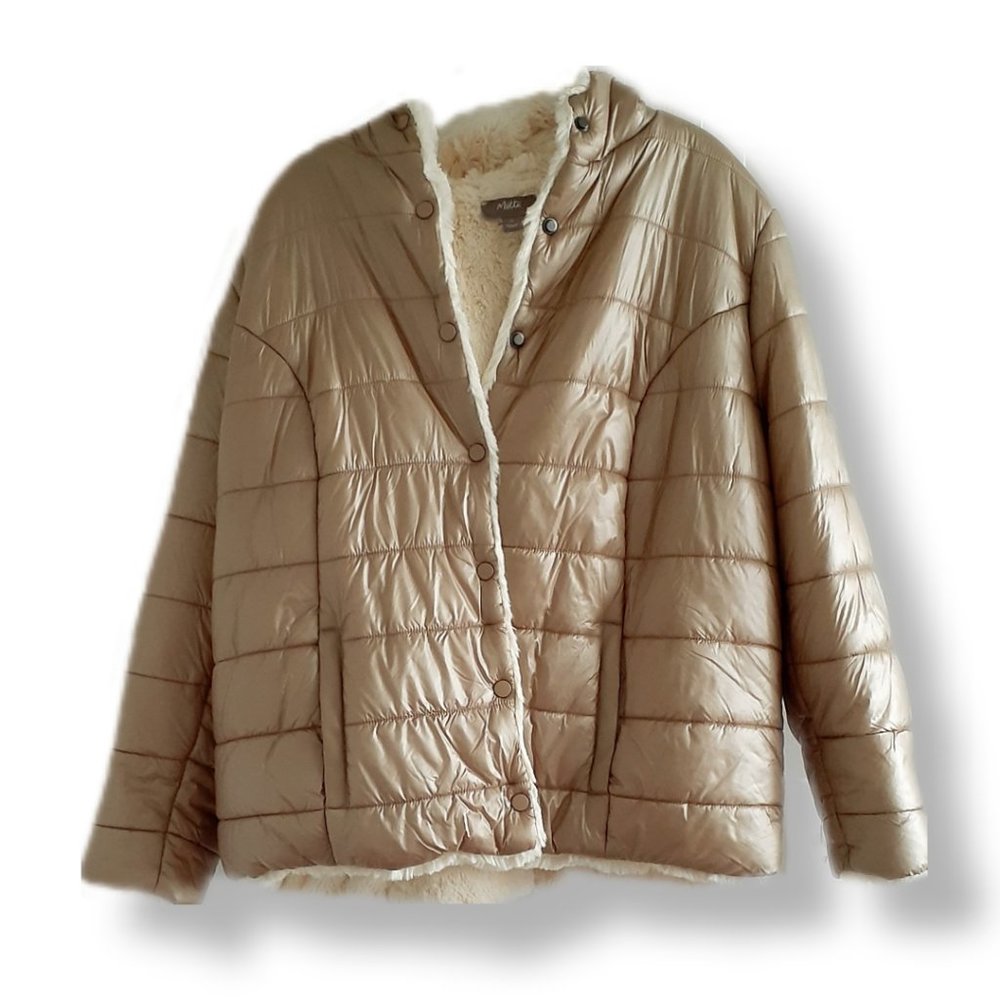 Shiny Beige Puffer Coat